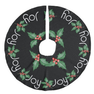 Jupon De Sapin Imitation Lin Joy et Holly Sprigs aux Berries rouges