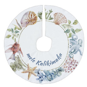 Jupon De Sapin Imitation Lin Mele tropicale Kalikimaka Thème de Noël