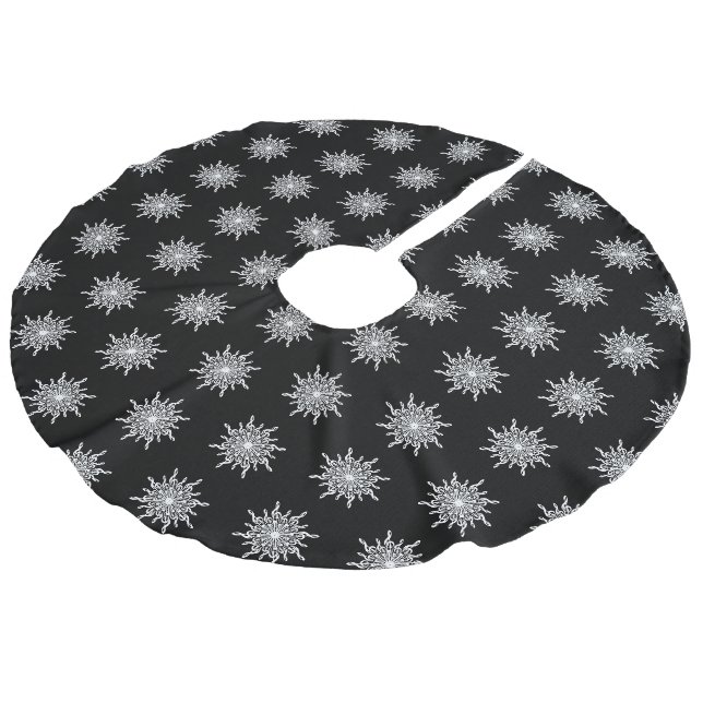 Jupon De Sapin Imitation Lin Motif de Clé en Arbre Noir (Angle)