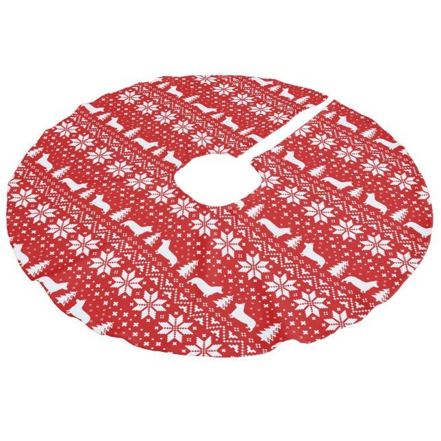 Jupon De Sapin Imitation Lin Motif de Noël de silhouettes de corgi de Gallois (Angle)