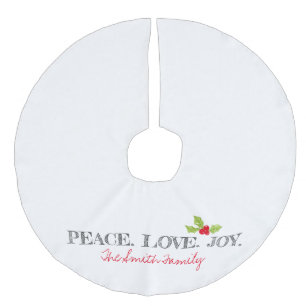 Jupon De Sapin Imitation Lin Noël Paix Amour Joie Nom de famille Holly Festive