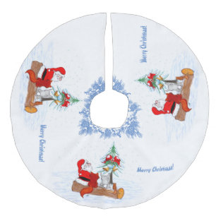 Jupon De Sapin Imitation Lin Père Noël avec Renard de lapin et écureuil