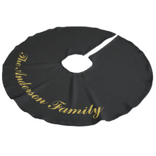 Jupon De Sapin Imitation Lin Tapis de Noël noir personnalisé au nom de famille