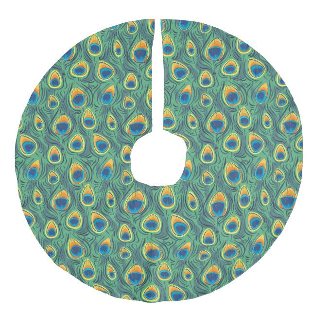 Jupon De Sapin Imitation Lin Vert exotique de bijou de motif de plume de paon (Devant)