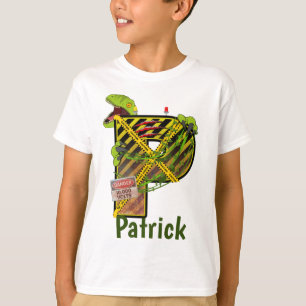 Jurassic Alphabet Initial Letter Custom Name P T-Shirt