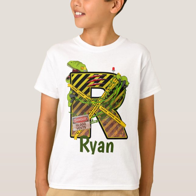 Jurassic Alphabet | Initial Letter Custom Name | R T-Shirt (Front)
