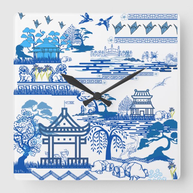 Jurassic blue willow clock (Front)