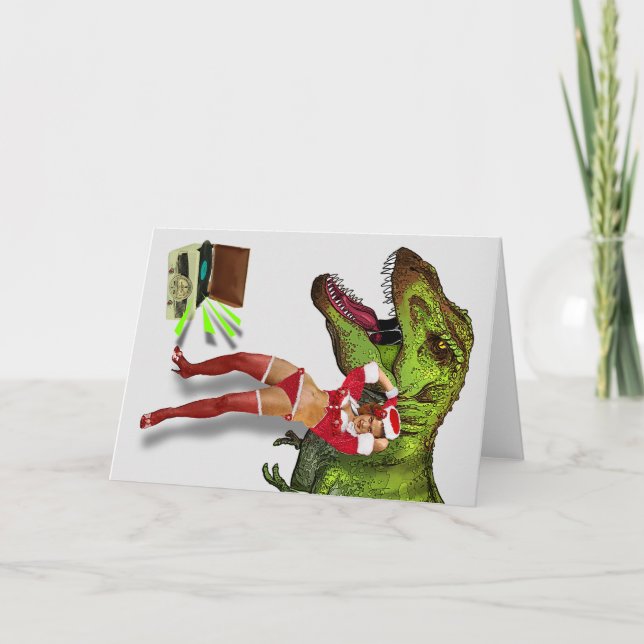 Jurassic Christmas Pin-Up Card (Front)