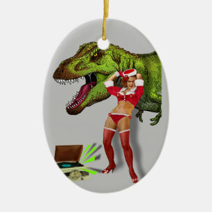 Jurassic Christmas Pin-Up Ceramic Ornament