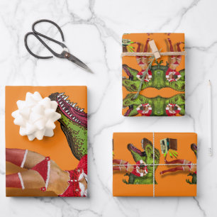 Jurassic Christmas Pin-Up Wrapping Paper Sheet