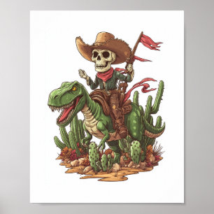 Jurassic Cowboy Skull – Funny Dino Rodeo Poster