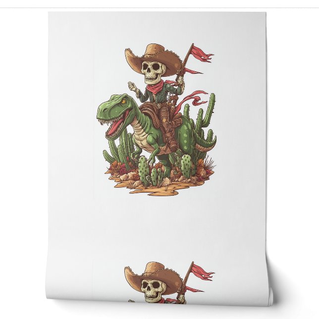 Jurassic Cowboy Skull – Funny Dino Rodeo Wallpaper (Unrolling)