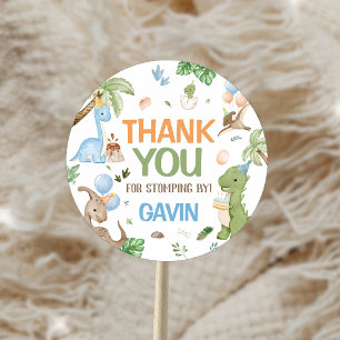 Jurassic Cute Dinosaur Birthday Party Classic Round Sticker