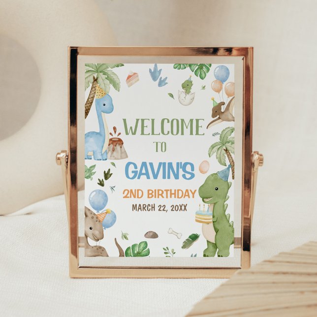 Jurassic Cute Dinosaur Birthday Party Welcome Sign (Creator Uploaded)