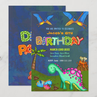 Jurassic Dinosaur Birthday Party Kids Celebration Invitation