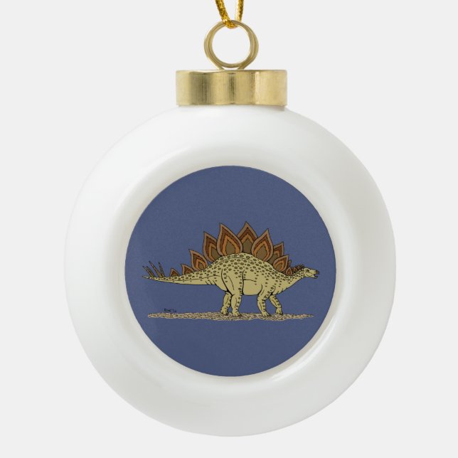 Jurassic Dinosaur Stegosaurus Ceramic Ball Christmas Ornament (Front)