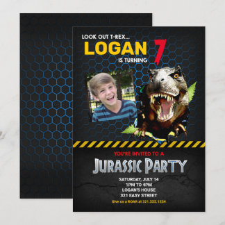 Jurassic Dinosaur Themed Birthday Party Invitation