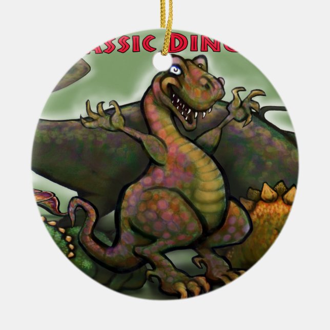 Jurassic Dinosaurs Ceramic Ornament (Front)