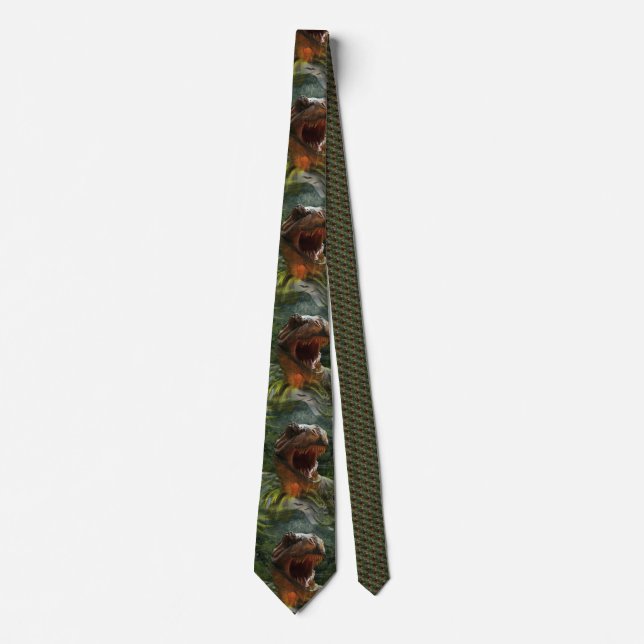 jurassic dinosaurs mens neck tie (Front)