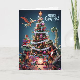 Jurassic Jingle Bell Rock Christmas Dinosaur Card