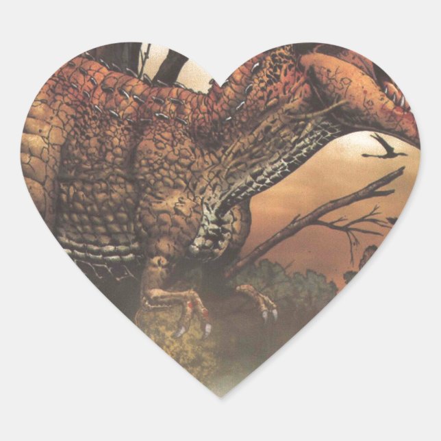 Jurassic Journey: Dinosaur in its Natural Habitat Heart Sticker (Front)