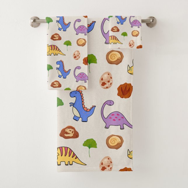 Jurassic Joy Dinosaurs Bath Towel Set (Insitu)