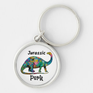 Jurassic Perk Colorful Dinosaur Bright Keychain