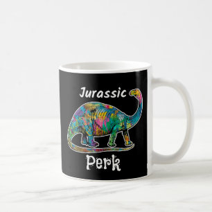 Jurassic Perk Colourful Dinosaur Black Coffee Mug