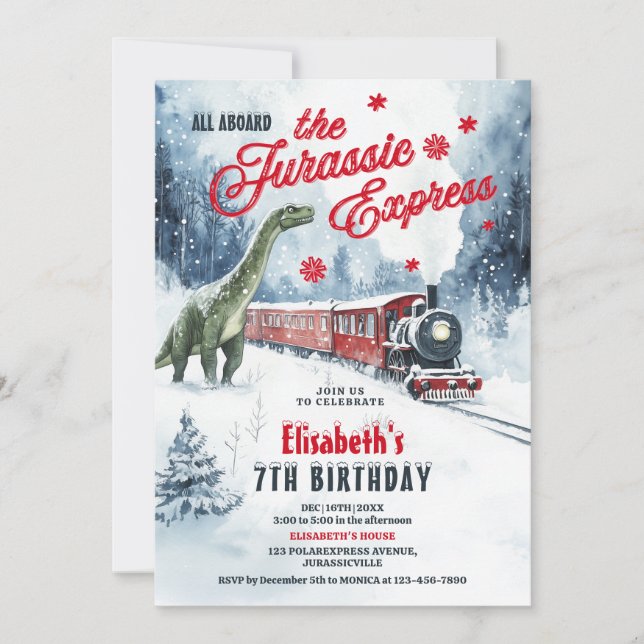 Jurassic Polar Express Birthday Party Invitation (Front)