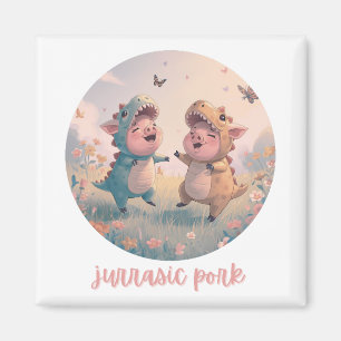 Jurassic Pork Cute Pig Dinosaur Costume  Magnet