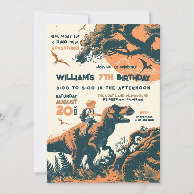 Jurassic Ride Birthday Party  Invitation (Front)