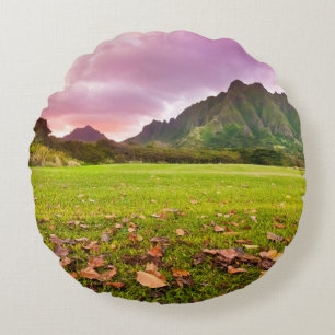 Jurassic Sunset Round Pillow