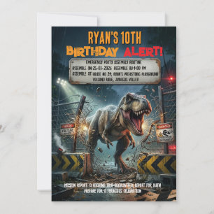 Jurassic T Rex Adventure 10th Birthday Party Invitation