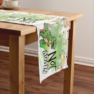 Jurassic-Themed Dinosaurs 'Not Again' Funny Kids Short Table Runner