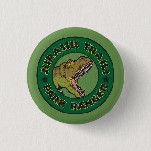 Jurassic Trails Park Ranger T-Shirt 1 Inch Round Button