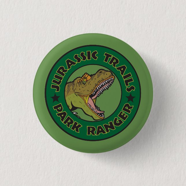 Jurassic Trails Park Ranger T-Shirt 1 Inch Round Button (Front)