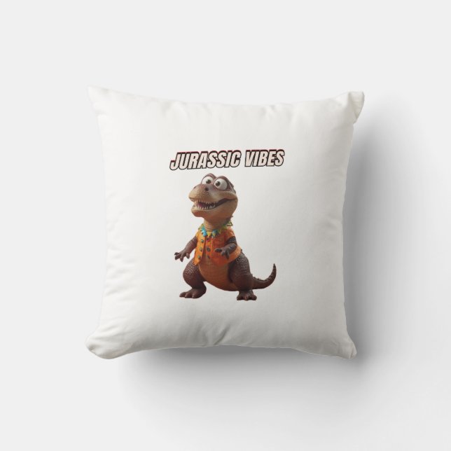 Jurassic Vibes Throw Pillow (Front)