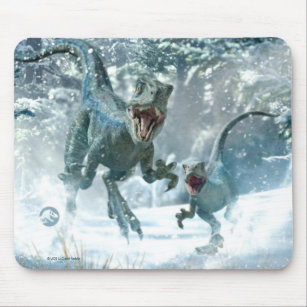 Jurassic World   Blue & Beta in Snowy Forest Mouse Pad