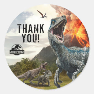 Jurassic World   Dinosaur Birthday Thank You Classic Round Sticker