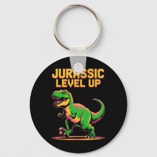 Juric Level Up Pixel Dinosaur Birthday Gamer  Keychain