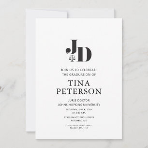 Juris Doctor Law School Graduation Party Invitation