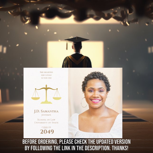 Juris Doctor Law School Photo JD LLD Graduation Invitation (Juris Doctor Law School Photo JD LLD Graduation Announcement and Invitation Class of 2025 Graduate)