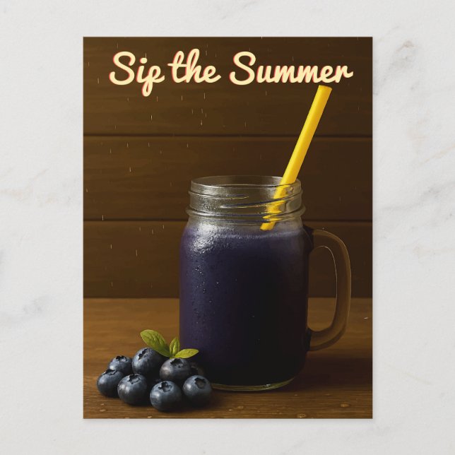 Jus de bleuets - Carte postale "Sip the Summer" (Devant)