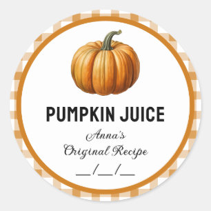 Jus de citrouille avec étiquette motif à damiers