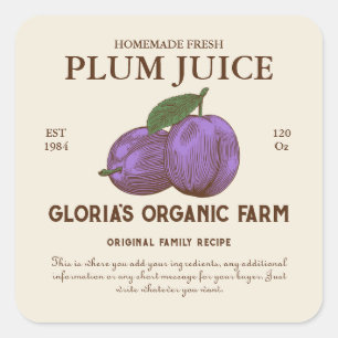 Jus de fruits de prune vintage Étiquette de produi