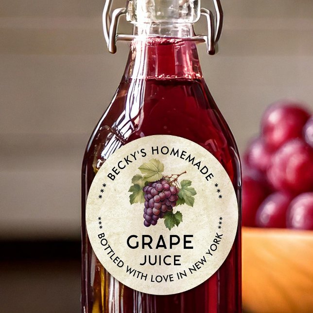 Jus vintage de raisins rouges étiquette de conserv (Créateur téléchargé)