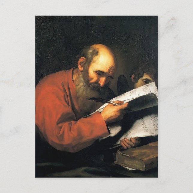 Jusepe de Ribera- St. Matthew with the angel Postcard (Front)