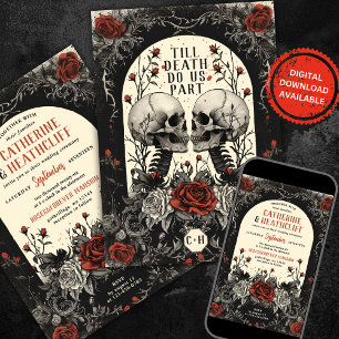 Jusqu'à la mort Rose Goth Faire-part de mariage