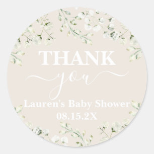 Jusqu'au Sticker rond classique Baby shower nuages