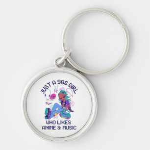 Just a 90s Girl Who likes music Keychain
